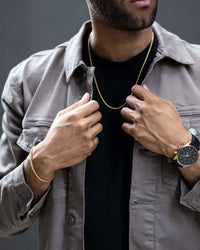 Men's Luxury Gold Box Chain Bracelet with Parrot Clasp