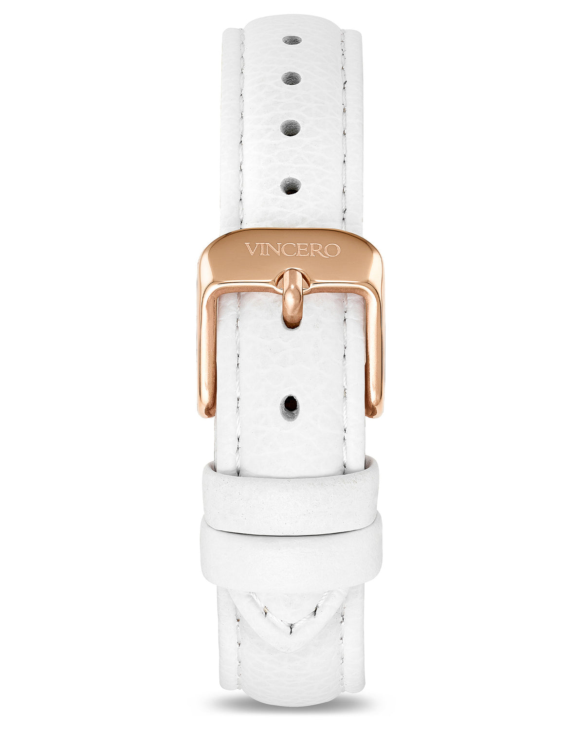Women's Luxury White Italian Leather Watch Band Strap Rose Gold Clasp