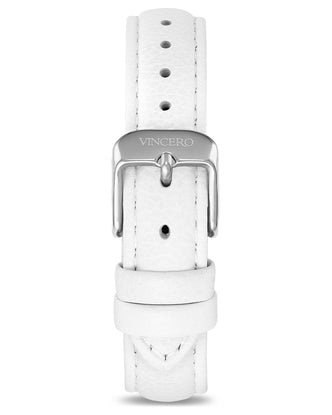 Women's Luxury White Italian Leather Watch Band Strap Silver Clasp