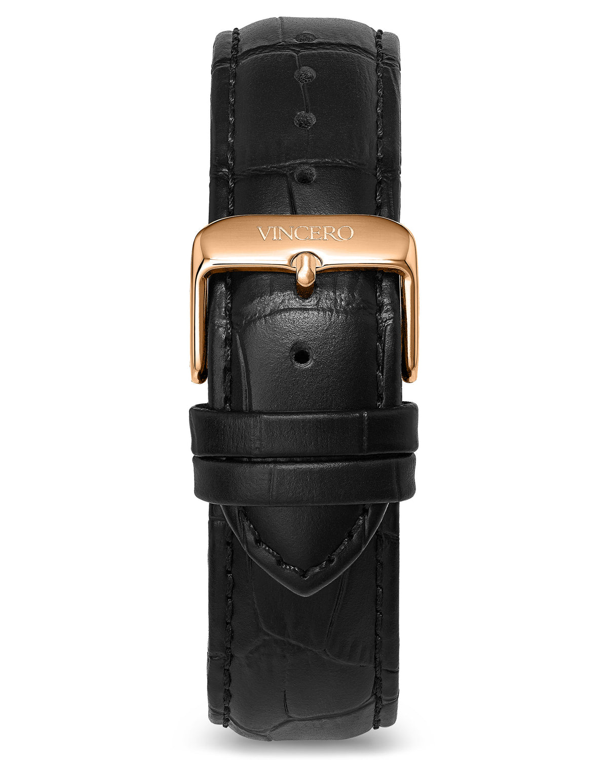 Men's Luxury Black Croc Italian Leather Watch Band Strap Rose Gold Clasp