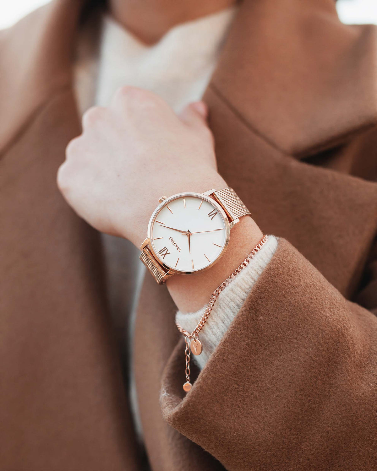 Women's Luxury Rose Gold Cuban Link Bracelet with Lobster Claw Clasp