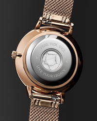 Eros 20mm Italian Marble and 316L Stainless Steel Caseback with Veni Vidi Vici Live Your Legacy Engraving