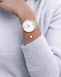 Women's Luxury Nude Italian Leather Watch Band Strap Rose Gold Clasp
