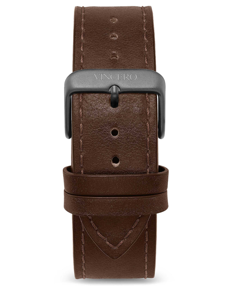 Men's Luxury Tobacco Italian Leather Watch Band Strap Gunmetal Clasp