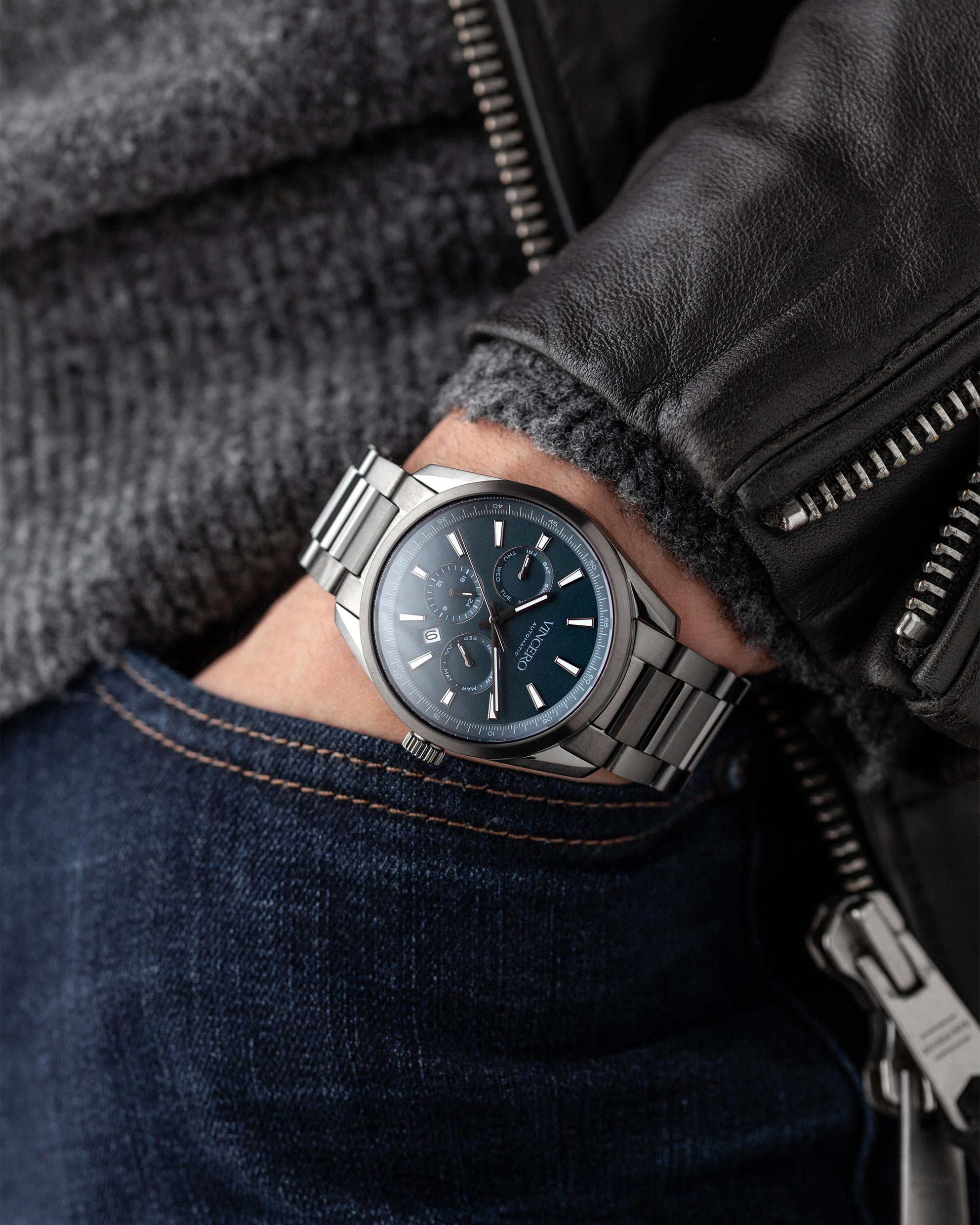 The Reserve Automatic Gunmetal Slate Blue Vincero Collective