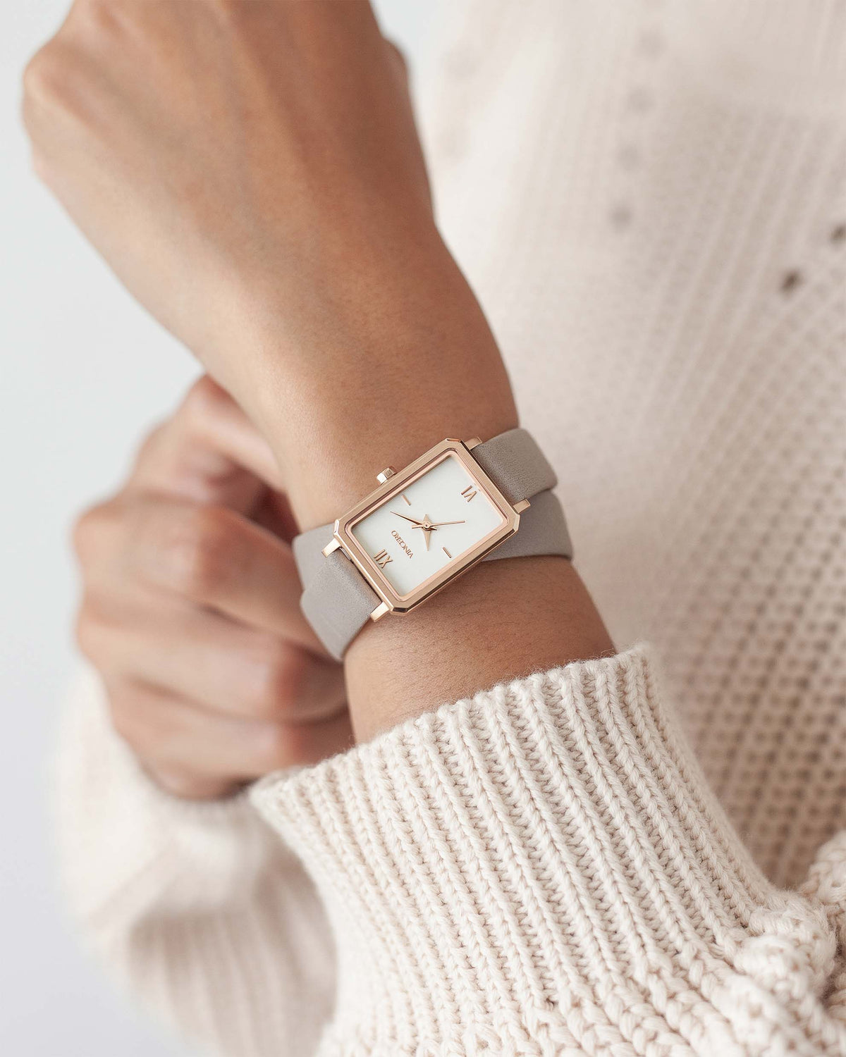 Women's Luxury Mist Italian Leather Double Bracelet Band Strap Rose Gold Clasp